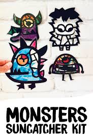 Monsters Suncatcher Kit Homeschool Arts And Crafts For Kids Etsy Monster Crafts Halloween Kit Craft Kits For Kids