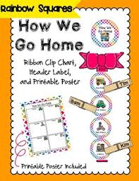 How We Go Home Clip Chart Colorful Rainbow Theme Classroom