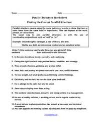 Parallel Structure Worksheets Finding Parallel Structure Worksheets Text Structure Worksheets Parallelism Grammar Figurative Language Worksheet