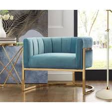 Light Blue Velvet Contemporary Modern Gold Frame Chair Furniture Living Room Decor Modern Home Decor