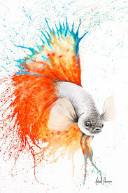 Orange Splice Gourami Mini Art Print By Ashvinharrison Without Stand 3 X 4 In 2020 Abstract Canvas Art Art Fish Painting