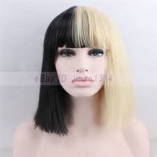 Women S Halloween Sia Costume Wigs Short Bob Straight Black And Blonde Hairpiece Sia Costume Wigs Hair Pieces Black And Blonde Costume Wigs