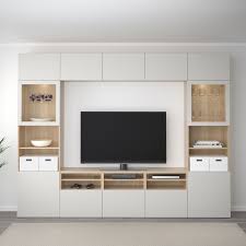 Besta Tv Komb Mit Vitrinenturen Eicheneff Wlas Lappviken Klarglas H Grau Ikea Osterreich In 2020 Wohnzimmer Tv Wand Ideen Tv Wandgestaltung Wohnzimmer Design