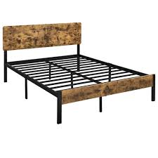 Sofas, chairs, benches, stools, ottomans. Smilemart Metal Queen Bed With Wooden Headboard And Footboard Walmart Com Wooden Headboard Full Metal Bed Frame Metal Platform Bed