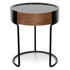 Marcos Scandinavian Round Side Table Walnut Black Interior Secrets Side Table Walnut Side Tables Round Walnut Side Table