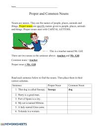 Proper And Common Nouns Practice Worksheet