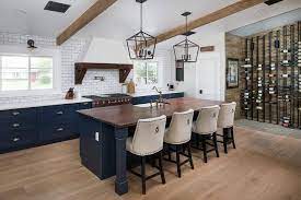 $20.00 coupon applied at checkout. Butcher Block On Navy Blue Kitchen Island Transitional Laundry Room