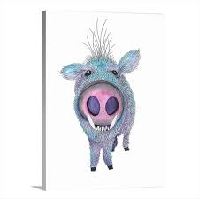 Add some colors to this mama javelina and her baby. Javelina Blue Pig Canvas 18 X 24 Ready To Hang Zinnia Sky Studio