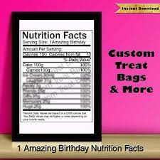 Birthday Nutrition Facts Label For Custom Chip Treat Bags Nutrition Facts Label Nutrition Facts Nutrition