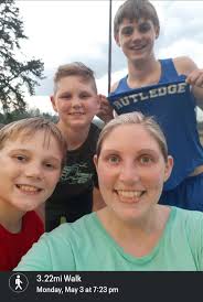 3.22 miles tonight with my boys. So a total of 6.46 miles today!