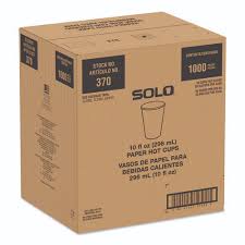 SOLO® Recycled Content PCF Paper Hot Cups, ProPlanet Seal, 10 oz,  White/Blue, 1,000/Carton ;