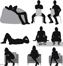 Silhouette Of People Sitting In Different Silhouette People Silhouette Architecture People Illustration