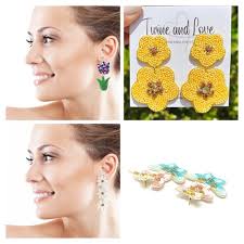 Floral Hand Beaded Earrings, Statement Earrings, Unique Earrings, Floral  Earrings, Trendy Earrings, Custom Earrings, Flower Earrings