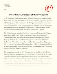 Sample position paper in a labor case this is a sample position paper in a labor case prepared by our law office. Story Of The Official Language Of The Philippines Essay Example 432 Words Gradesfixer