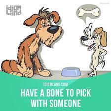 Have A Bone To Pick With Someone Means To Want To Talk To Someone About English Idioms Idioms English Vocabulary