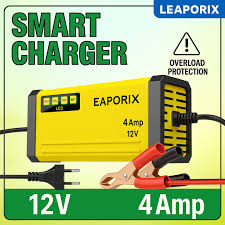 LEAPORIX 12V SMART EZEE Battery Charger – 4Amp Safe Charging with Clip Connectors | Daraz.pk