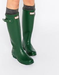 Image 1 Hunter Bottes Hautes En Caoutchouc Authentiques Ajustables Vert Chasseur Botte Hautes Bottes Caoutchouc Bottes