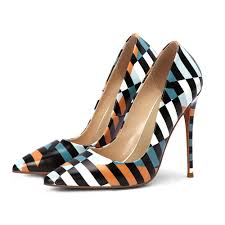 Black And White Striped Heels Black And White Stripes Heels Closed Toe High Heels Heelchic Heelchic Ropa De Calle Stilettos Tacon Alto