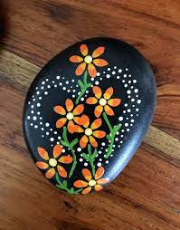 Valentines Painted Rock With Flowers Rock Painting Flowers Rock Painting Ideas Easy Rock Painting Designs