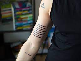 From Reddit I Had An Amos Inspired Tattoo Made On My Arm It Is A Coded Representation Of Our Solar System Theexpan Tattoos Our Solar System Line Tattoos