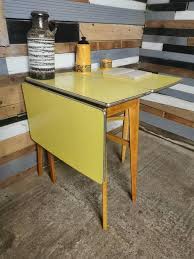 Vintage Retro Mid Century 1960s Yellow Formica Drop Leaf Kitsch Dining Kitchen Table Dining Table In Kitchen Vintage Kitchen Table Retro Kitchen