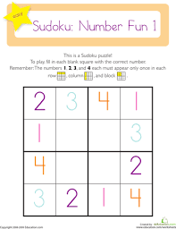 Sudoku 4x4 Worksheet Education Com Sudoku Puzzles Pattern Worksheets For Kindergarten Kindergarten Math Worksheets