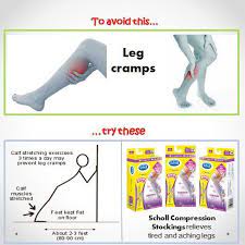 Having Leg Cramps Too Often Perhaps A Calf Stretch Will Do You Good Or Better Yet Try The Scholl Compression Stockings Aching Legs Calf Muscles Leg Cramps