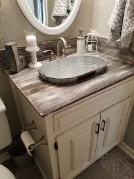 I was surprised with how much of the pink disappeared as i sanded, leaving a lighter (almost white) base to work with. Newest Images Easy Bathroom Remodel Popular In 2021 Farmhouse Bathroom Decor Cheap Countertops Barn Bathroom