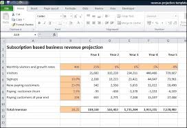 In your sales projection templates, you can study the nature of events transpiring in your global markets even as your sales forecast spreadsheet will use information from previous events to forecast the future, you. Subscription Based Business Revenue Projection Plan Projections