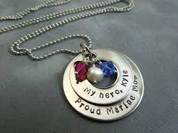 Personalized Military Mom Necklace Proud Marine Mom My Hero Etsy Marine Girlfriend Jewelry Marine Girlfriend Gifts Navy Mom Necklace