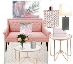 Grey and blush pink living room ideas. Blush Crush Blush Pink Rose Gold Gray Living Room Mood Board
