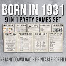 Country living editors select each product featured. 90th Birthday Party Games 90th Birthday Ideas 1931 Trivia Etsy