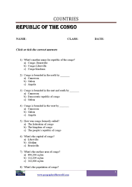Republic Of The Congo Country Info Geography Worksheets Printable Worksheets List Of Countries