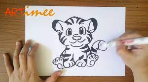 How to draw a cartoon baby tiger with easy step by step drawing tutorial. How To Draw A Baby Tiger Youtube