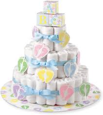 You should use 7 upright diapers in the top layer, 16 in the middle layer, and 32 on the bottom layer. Wilton 1004 3140 Diaper Cake Kit Multicolored Amazon Ca Baby