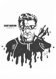 Clint Barton Hawkeye Jeremy Renner Drawing Blackandwhite Marvel Avengers Marvel Drawings Marvel Artwork Avenger Artwork