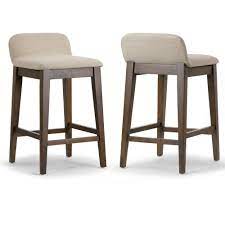 The metal base features four slim legs with crossbars that provide extra support. Glamour Home Atia 25 In Dark Brown Rubberwood Bar Stool With Low Back Seat Height Set Of 2 Ghstl 1446 The Home Depot