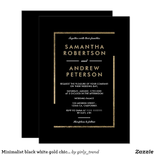 Minimalist Black White Gold Chic Elegant Wedding Invitation Zazzle Com Elegant Wedding Invitations Black Wedding Invitations Black Gold Wedding