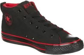 Black And Red Converse High Tops Converse Mid Top Black And Red Size 8 Please