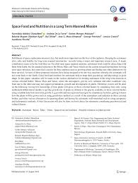 Pdf Space Food And Nutrition In A Long Term Manned Mission