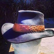 Leather Fedora With Ostrich Hatband Hat Band Ostrich Leather