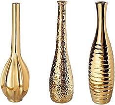 Amazon Com Aspire Tianna Vases Set Of 3 Gold Home Kitchen Vase Set Vase Glass Cylinder Vases