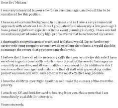Cover Letter Example Event Manager Cover Letter