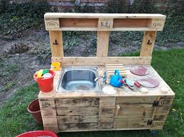 Mud Kitchen Made Of Pallets With Hose Connection Mud Kitchen Pallet Creations Mud