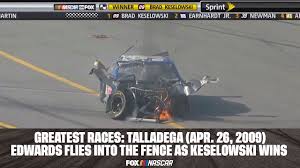 Carl edwards, driver of the #99 kellogg's/frosted flakes ford, celebrates with a backflip after winning the nascar sprint cup series food city 500. Nascar On Fox Greatest Races Talladega April 26 2009 Facebook