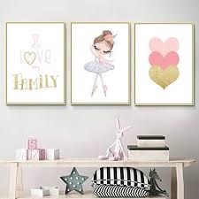 Dsy Lot De 3 Posters Pour Affiche Enfant Chambre Fille Bebe Garderie Lapin Cygne Forme De Coeur La Danse Animaux S En 2020 Decor De Rose Peinture Enfant Affiche Enfant