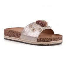 Nature Breeze Flower Espadrille Slide Sandals In Gold Walmart Com