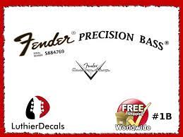 Fender Precision Bass Guitar Decal Headstock Decal Sticker Fender Precision Bass Bass Logo Guitar