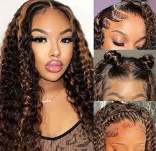 100% Human Hair Wig] Highlight Lace Front Wig Black And Brown 20-Inch