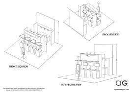 Trade Show Industry 3d Modeling_iso View_tradeshow Exhibit Booth__ Perspective Show Booth Space Drawi Drawing Interior Custom Furniture Design Drawing Furniture